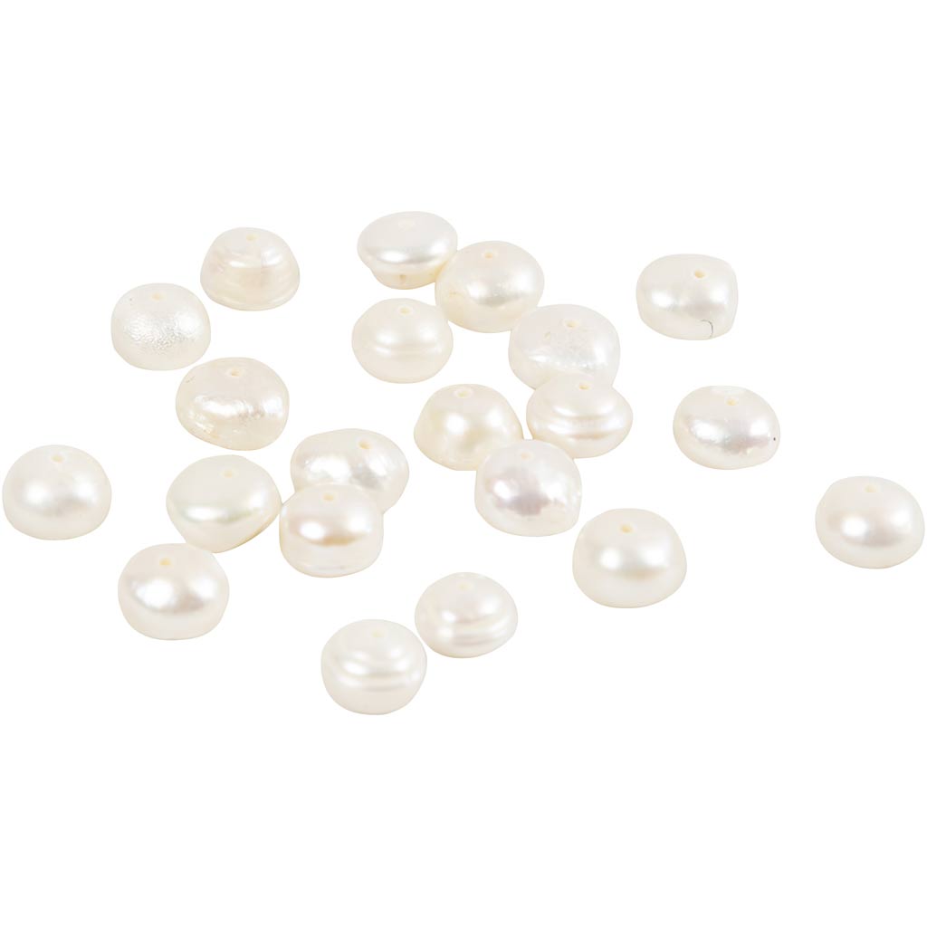 Perles d'eau douce Creativ Company, taille 4-6 mm, diamètre du trou 1 mm, env. 57 pièces, nacre, 40 cm 1 boîte