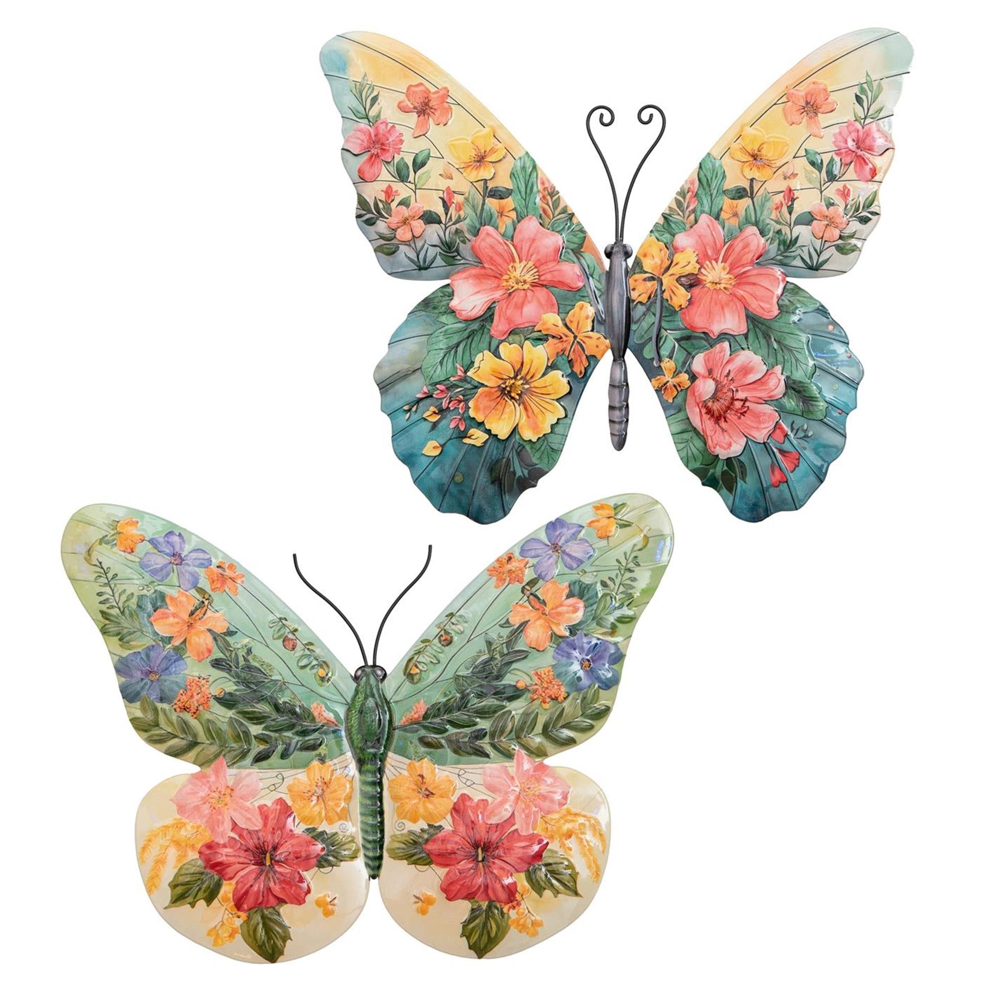 Anna's collection déco murale fleurs papillon 28x22,5cm