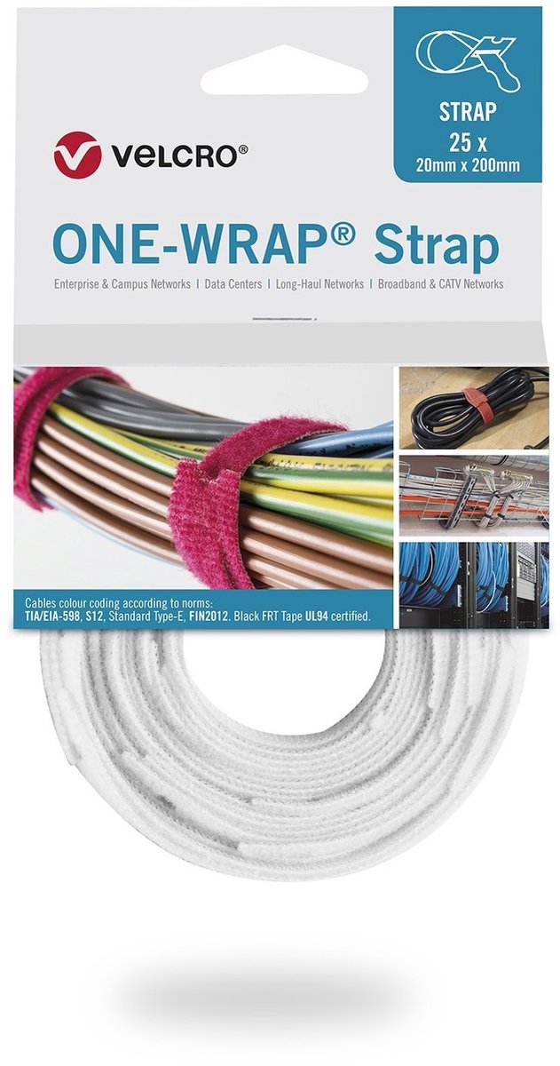 Attache-câble Velcro ® one-wrap® 20mm x 200mm blanc