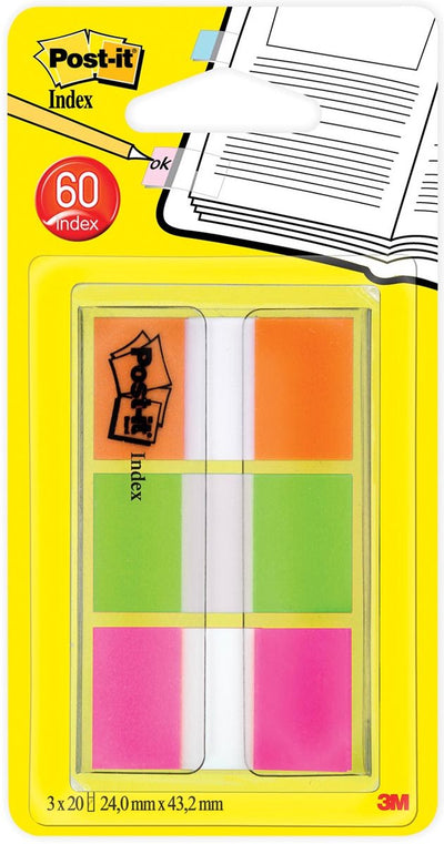 Support d'index Post-it ®, ensemble portable, orange, vert, violet, 24 mm x 43,2 mm