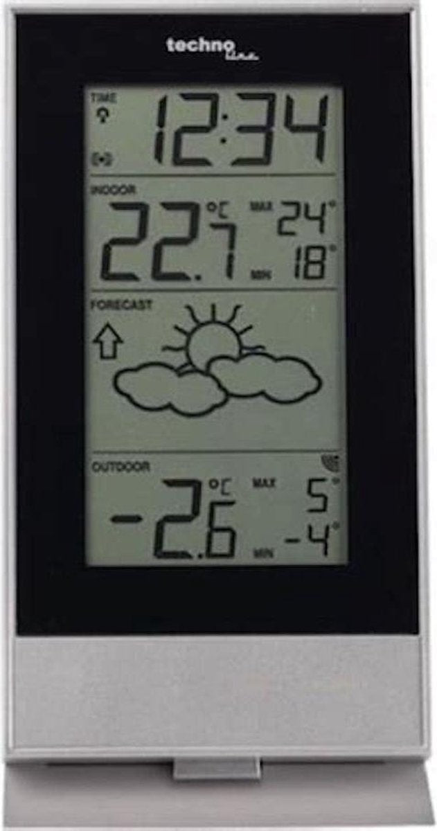 Station météo Technoline - ws 9910 - 85x166x56mm - argent noir - avec 1 capteur extérieur 100m - tl-ws9910