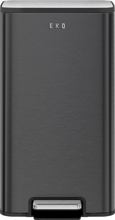 Eko - poubelle à pédale marina 30 litres - plastique inox - noir mat - poubelle