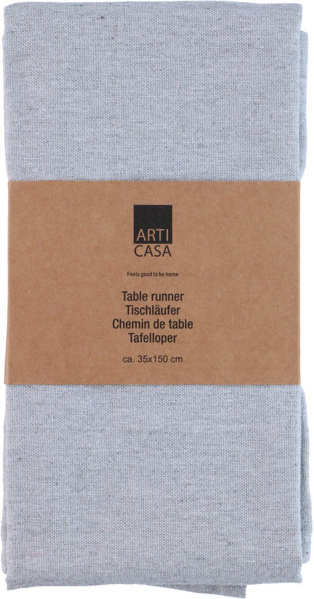 Arti casa chemin de table 35x150 cm - chemin de table bleu clair uni - chemin de table pour table à manger - décoration de table allongée - gris