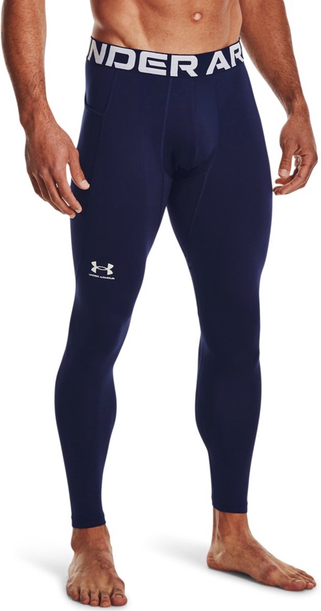 Under Armour UA CG Armour Leggings-Bleu Leggings de sport pour hommes - Midnight Navy - Blanc