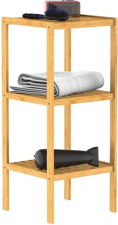 Étagère en bambou Eisl - étagère de rangement avec 3 compartiments - durable - (l x h x p) env. 34x80x33 cm