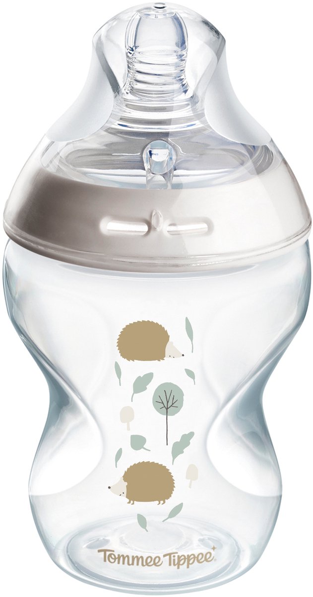 Biberon Tommee Tippee Natural Start - lot de 1 biberon 260 ml - faible vitesse d'alimentation 0m+ - avec motif hérisson