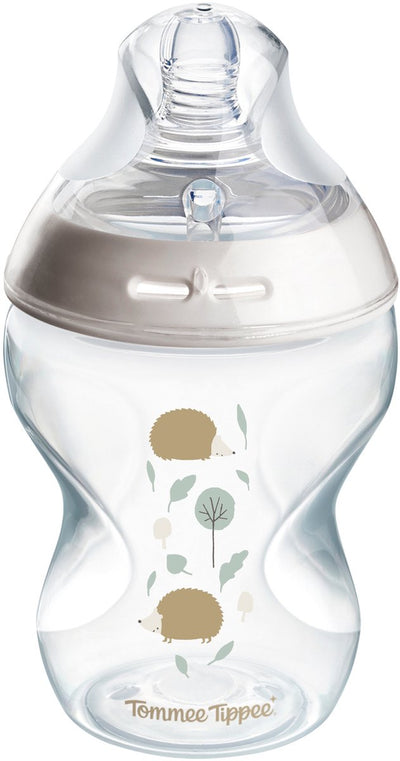 Biberon Tommee Tippee Natural Start - lot de 1 biberon 260 ml - faible vitesse d'alimentation 0m+ - avec motif hérisson