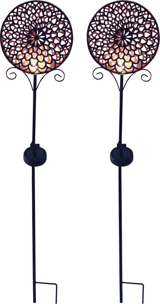 Luxform - 2x lampe de jardin avec piquet - soleil mandala - LED - alimentée par l'énergie solaire - lot de 2 pièces