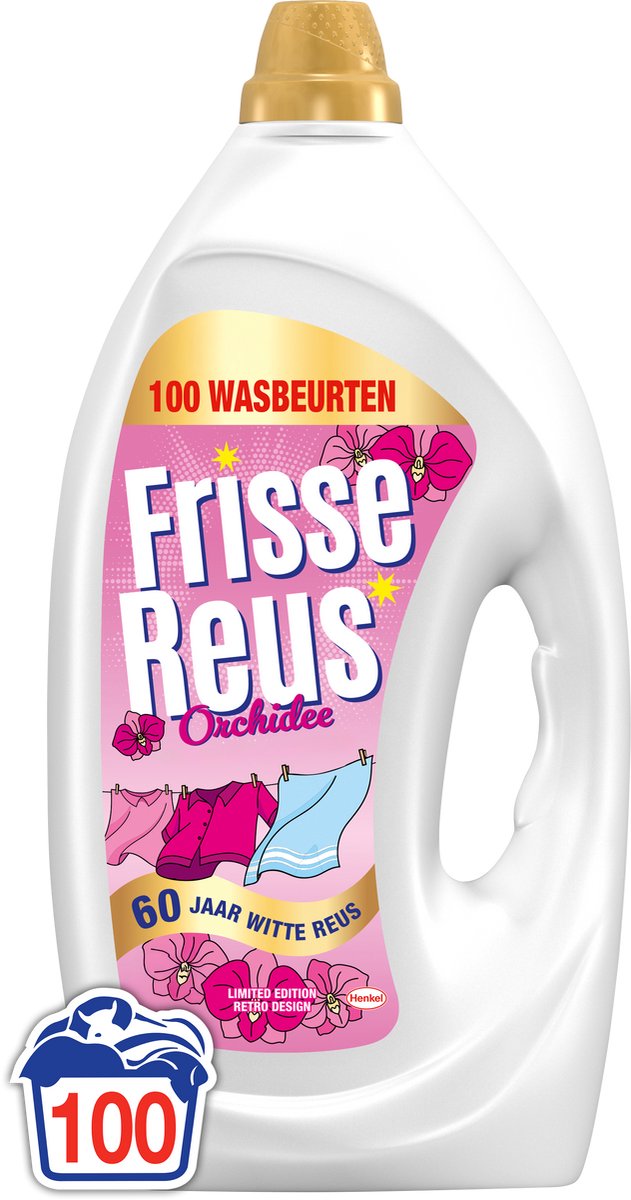 Orchidée gel géante fraîche - lessive liquide - lessive colorée - expérience parfumée fraîche - 100 lavages - emballage vrac