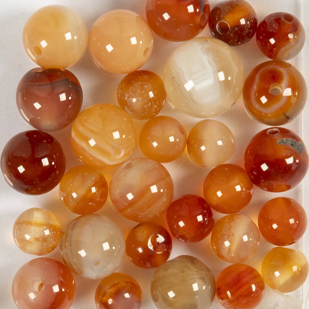 Perles d'agate Creativ Company, d 6+8+10 mm, diamètre du trou 0,9-1 mm, env. 28 pièces, marron clair, 28 pièces 1 boîte