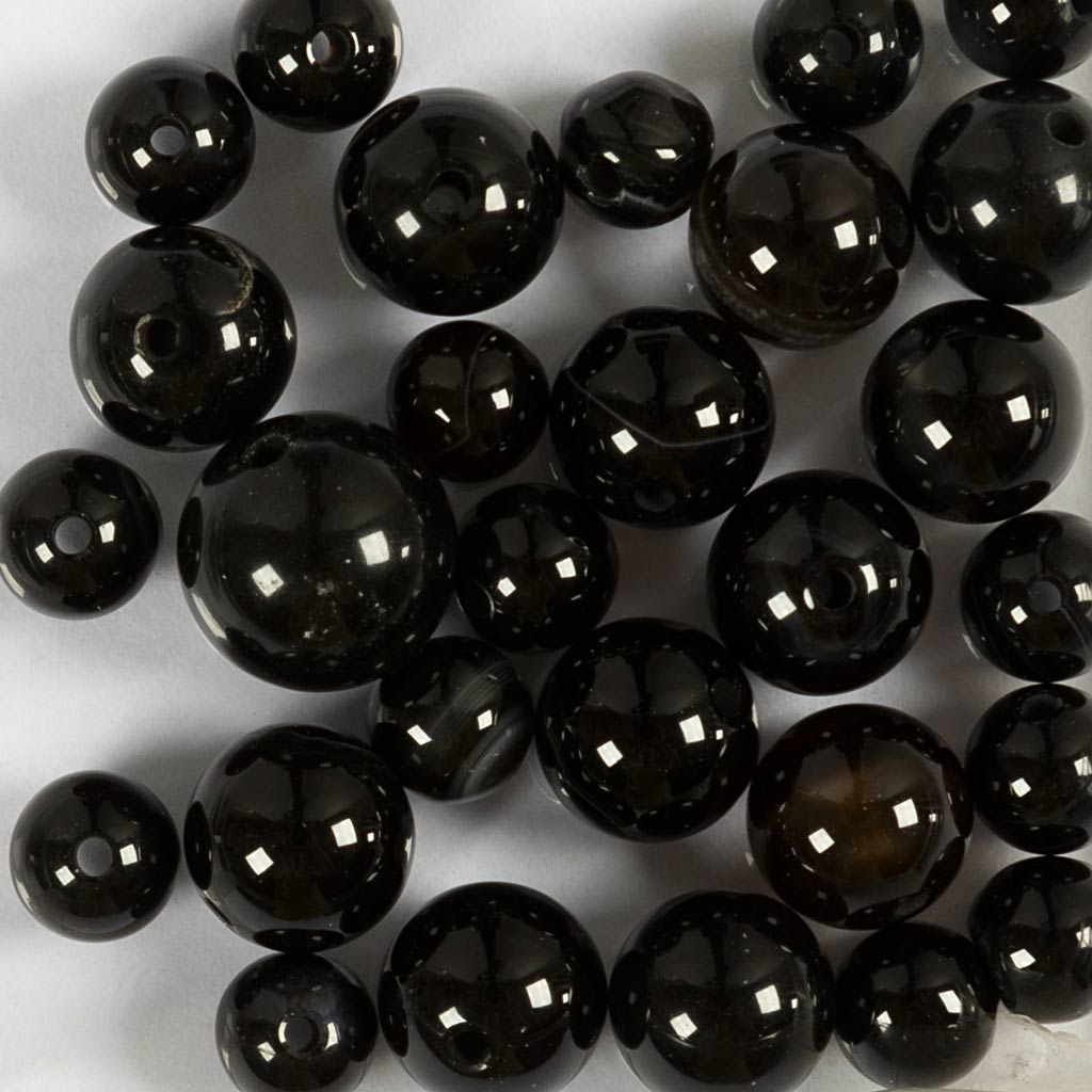 Perles d'agate Creativ Company, d 6+8+10 mm, diamètre du trou 0,9-1 mm, env. 28 pièces, noir, 28 pièces 1 boîte