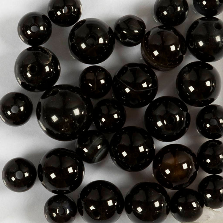 Perles d'agate Creativ Company, d 6+8+10 mm, diamètre du trou 0,9-1 mm, env. 28 pièces, noir, 28 pièces 1 boîte