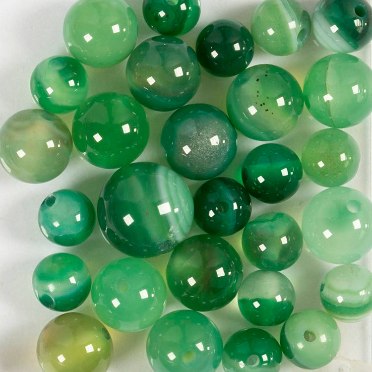 Perles d'agate Creativ Company, d 13+15 mm, diamètre du trou 0,9-1 mm, env. 28 pièces, vert vif, 28 pièces 1 boîte