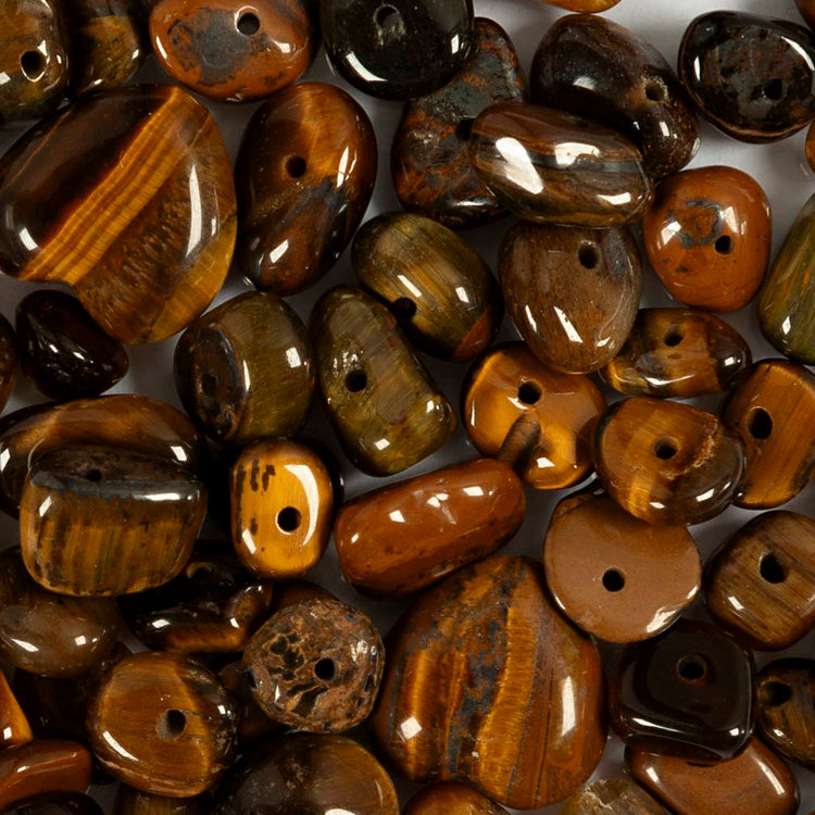 Perles de cristal Creativ Company, œil de tigre, d 7-12 mm, diamètre du trou 1 mm, env. 63 pièces, marron, 63 pièces 1 boîte