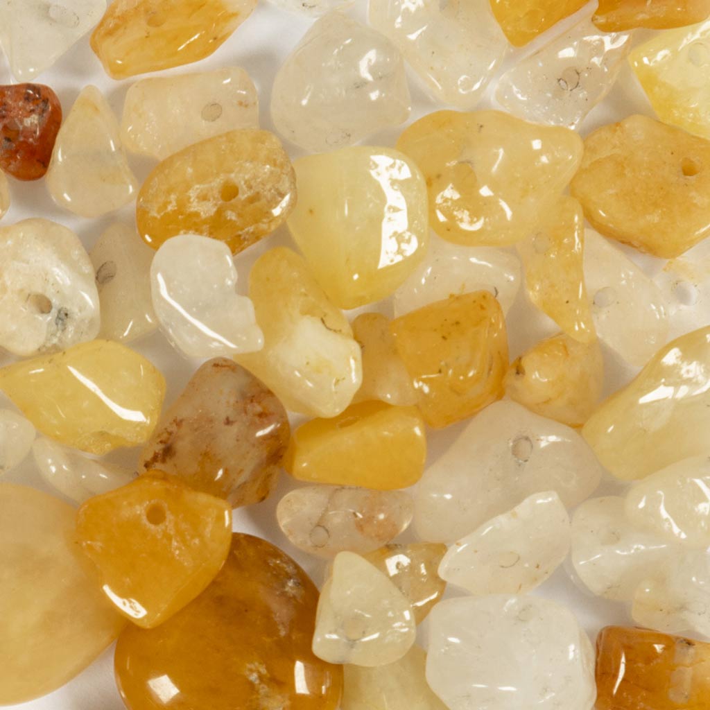 Perles de cristal Creativ Company, calcite miel, d 7-12 mm, diamètre du trou 1 mm, env. 63 pièces, jaune clair, 63 pièces 1 boîte