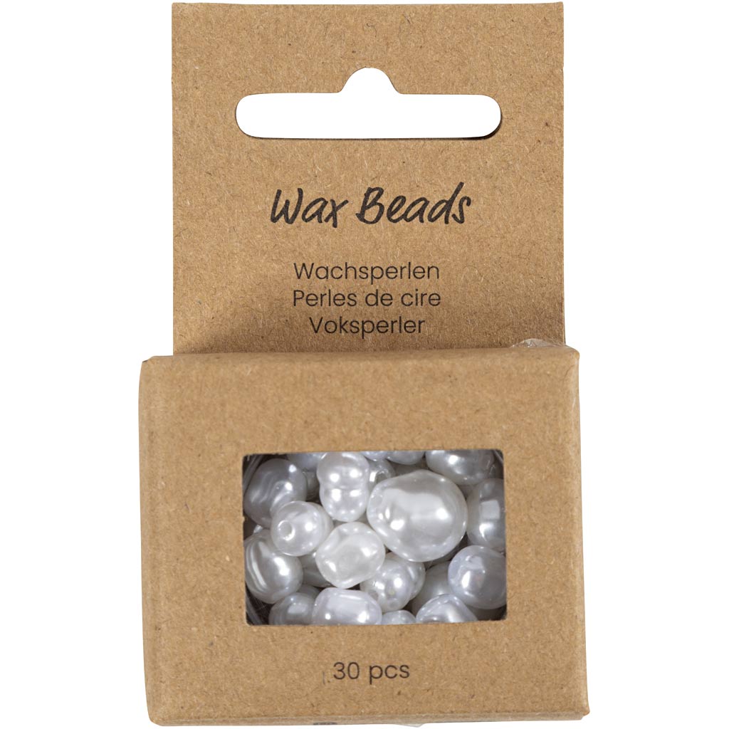 Perles de cire Creativ company, ovales, d 6-14 mm, diamètre du trou 1,3-1,5 mm, 30 pièces 1 boîte