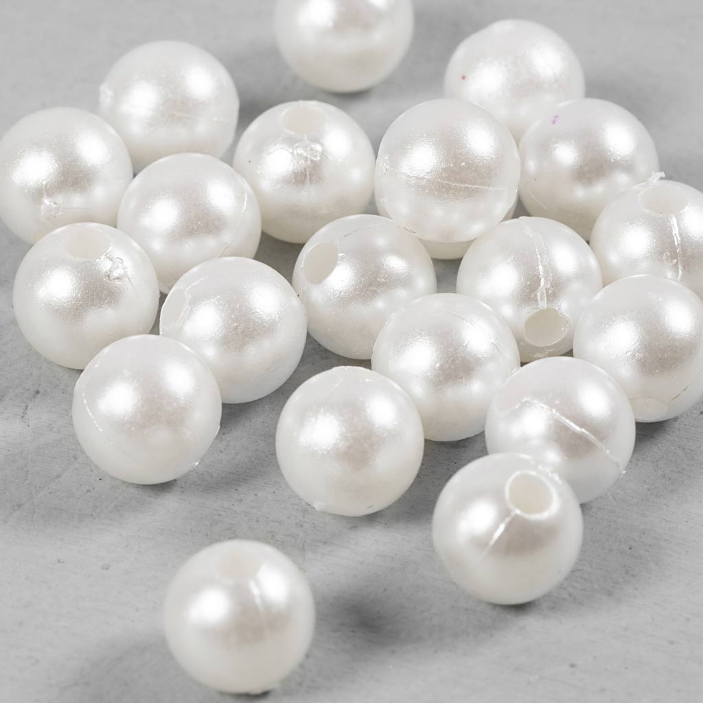 Perles de cire Creativ company, d 8 mm, diamètre du trou 2,3 mm, nacre, 22 pièces 1 boîte