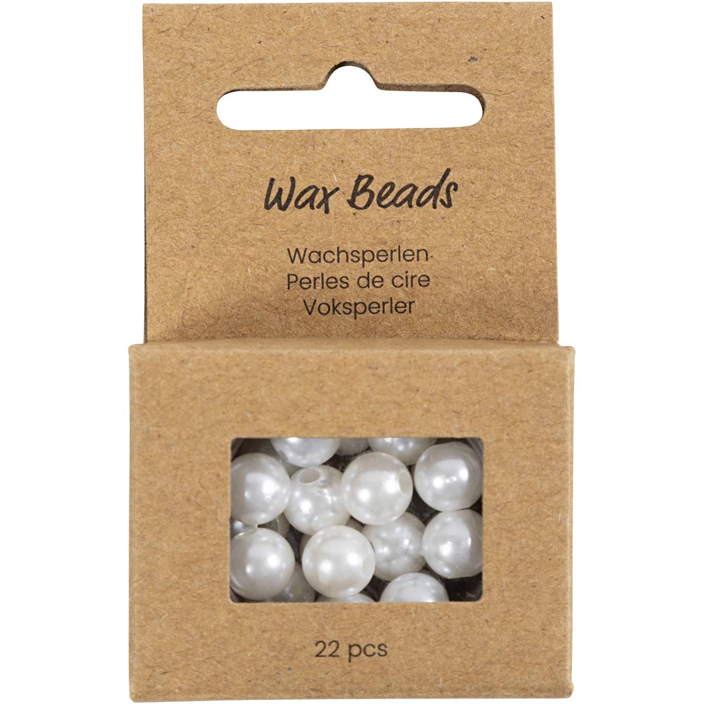 Perles de cire Creativ company, d 8 mm, diamètre du trou 2,3 mm, nacre, 22 pièces 1 boîte