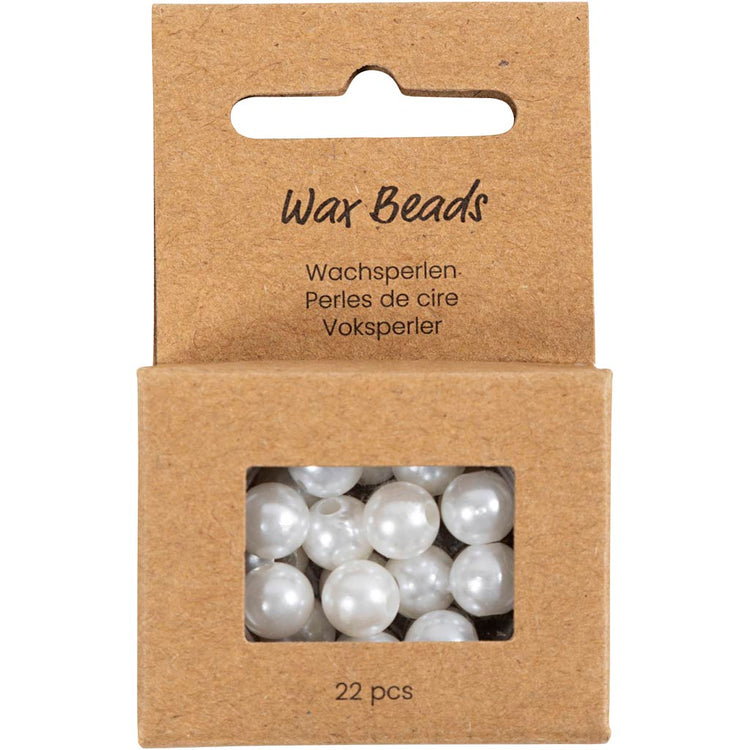 Perles de cire Creativ company, d 8 mm, diamètre du trou 2,3 mm, nacre, 22 pièces 1 boîte