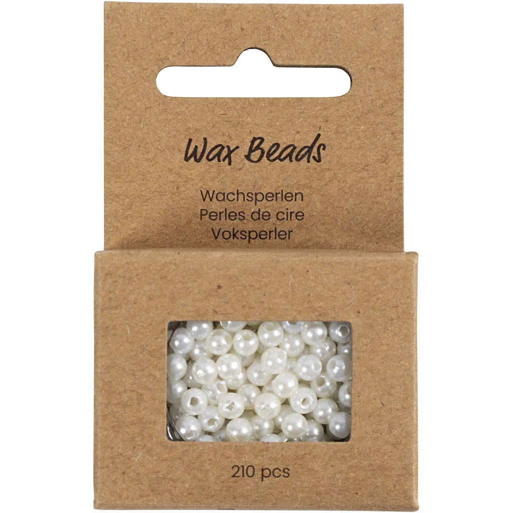 Perles de cire Creativ company, d 4 mm, diamètre du trou 1,5 mm, nacre, 210 pièces 1 boîte