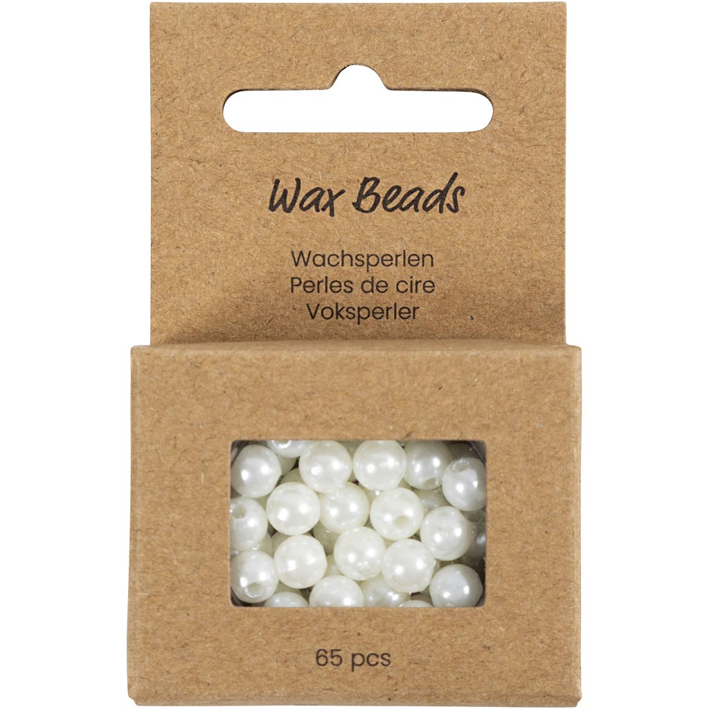 Perles de cire Creativ company, d 6 mm, diamètre de trou 1,9 mm, nacre, 65 pièces 1 boîte
