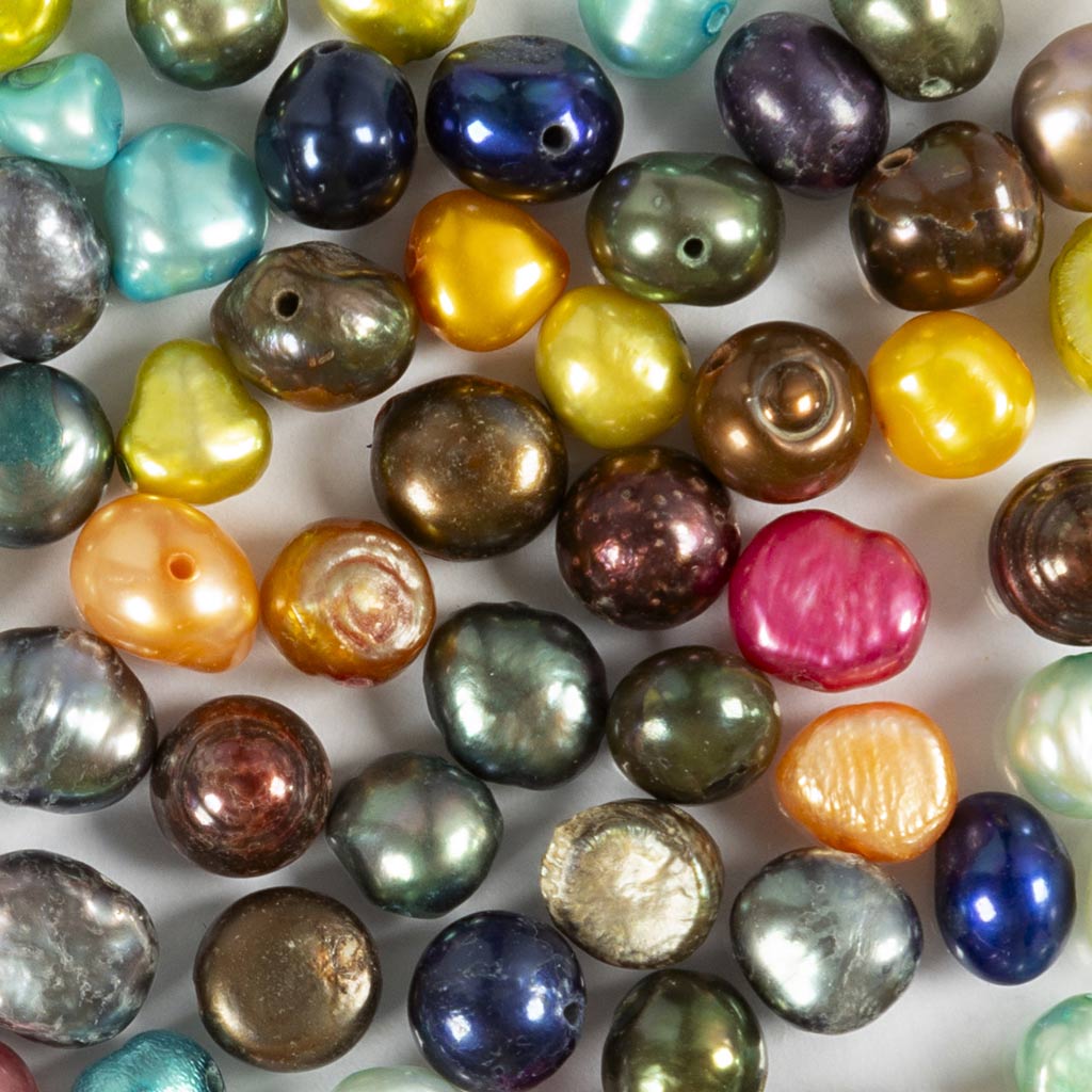 Perles d'eau douce Creativ company, d 5-6 mm, taille de trou 0,5 mm, couleurs de nacre, 60 pièces 1 boîte