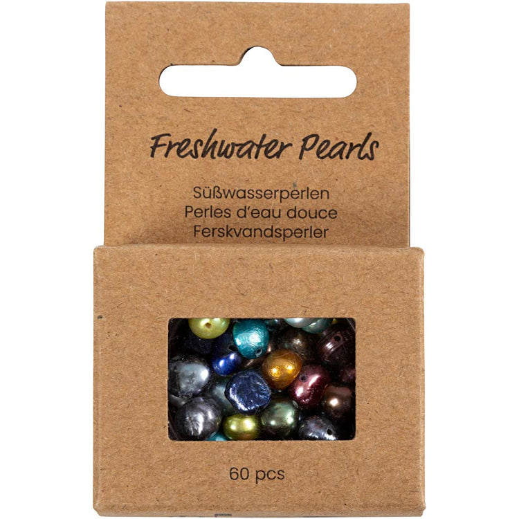 Perles d'eau douce Creativ company, d 5-6 mm, taille de trou 0,5 mm, couleurs de nacre, 60 pièces 1 boîte