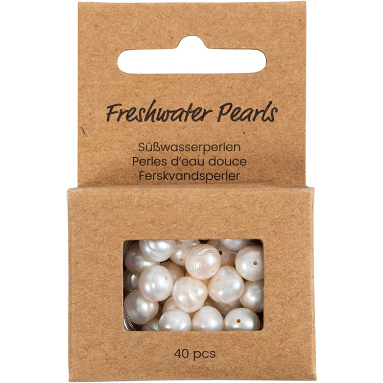 Creativ company perles d'eau douce, perforées dans le sens de la longueur, d 4 mm, diamètre du trou 1 mm, nacre, 40 pièces 1 boîte