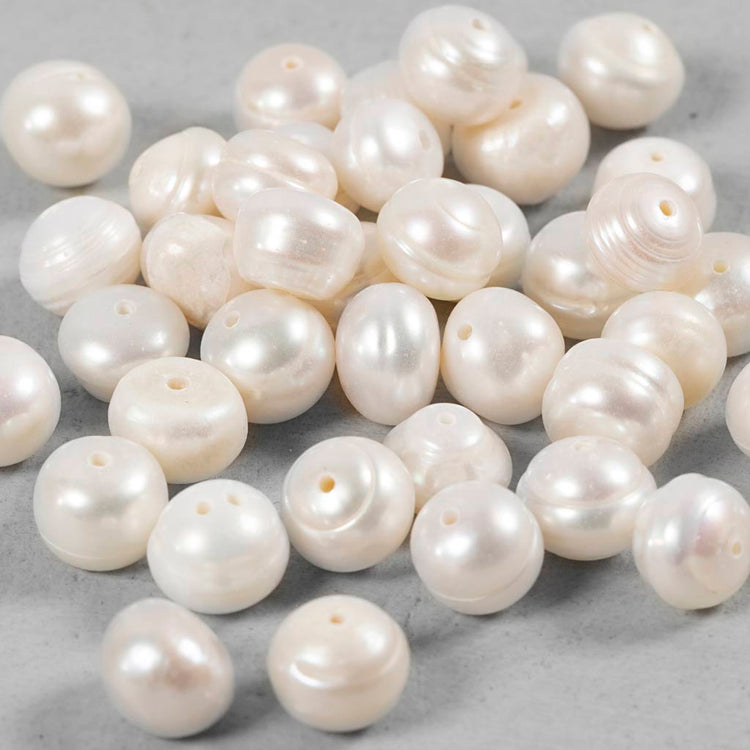 Creativ company perles d'eau douce, perforées dans le sens de la longueur, d 4 mm, diamètre du trou 1 mm, nacre, 40 pièces 1 boîte