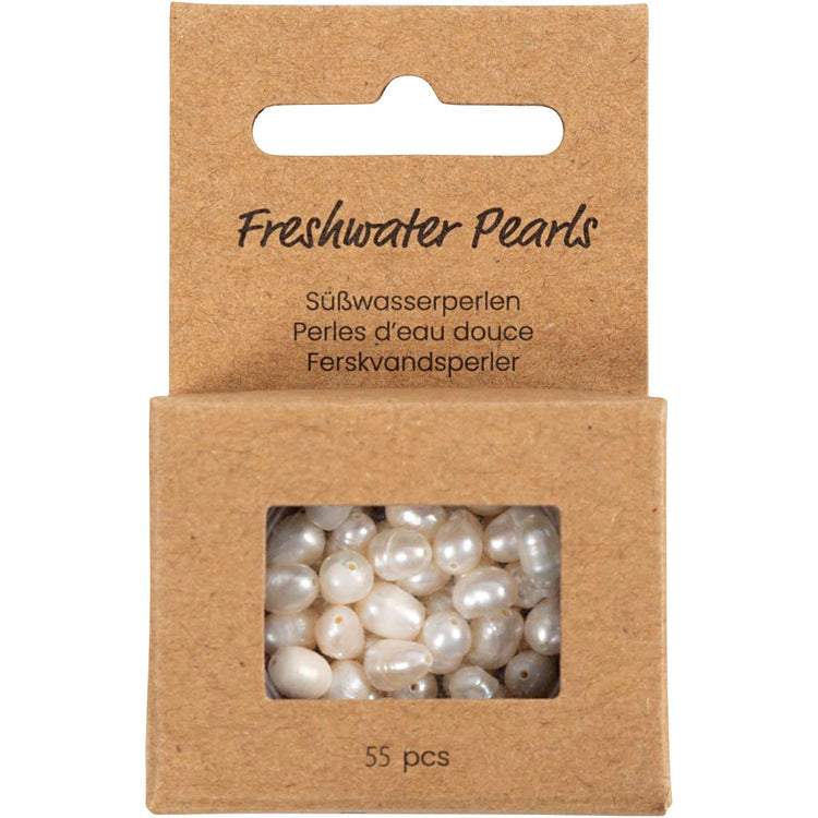Creativ company perles d'eau douce, perforées transversalement, d 4-6 mm, diamètre de trou 1 mm, nacre, 55 pièces 1 boîte