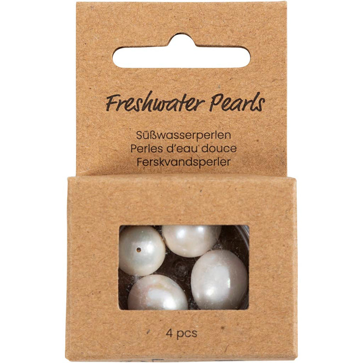 Creativ company perles d'eau douce, perforées dans le sens de la longueur, d 13-14 mm, diamètre du trou 0,8 mm, nacre, 4 pièces 1 boîte