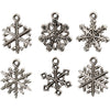 Flocon de neige Creativ company, h : 20 mm, diamètre du trou 1,5 mm, argent antique, 18 div 1 boîte