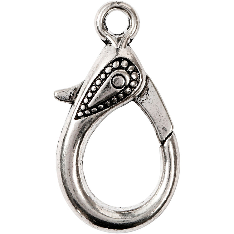 Fermoir mousqueton Creativ Company, L : 30 mm, diamètre du trou 3 mm, argent antique, 4 pièces 1 boîte