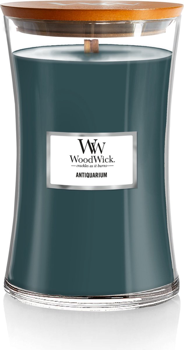 Grande bougie parfumée Woodwick hourglass - antiquarium - 130 heures de combustion