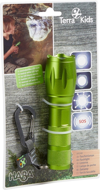 Haba lampe de poche terra kids led 13 cm junior aluminium vert