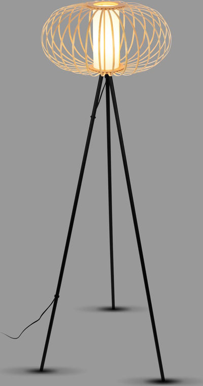 Briloner rotti - lampadaire - design naturel - lampe sur pied - couleur bois - raccord E27 - 153 cm