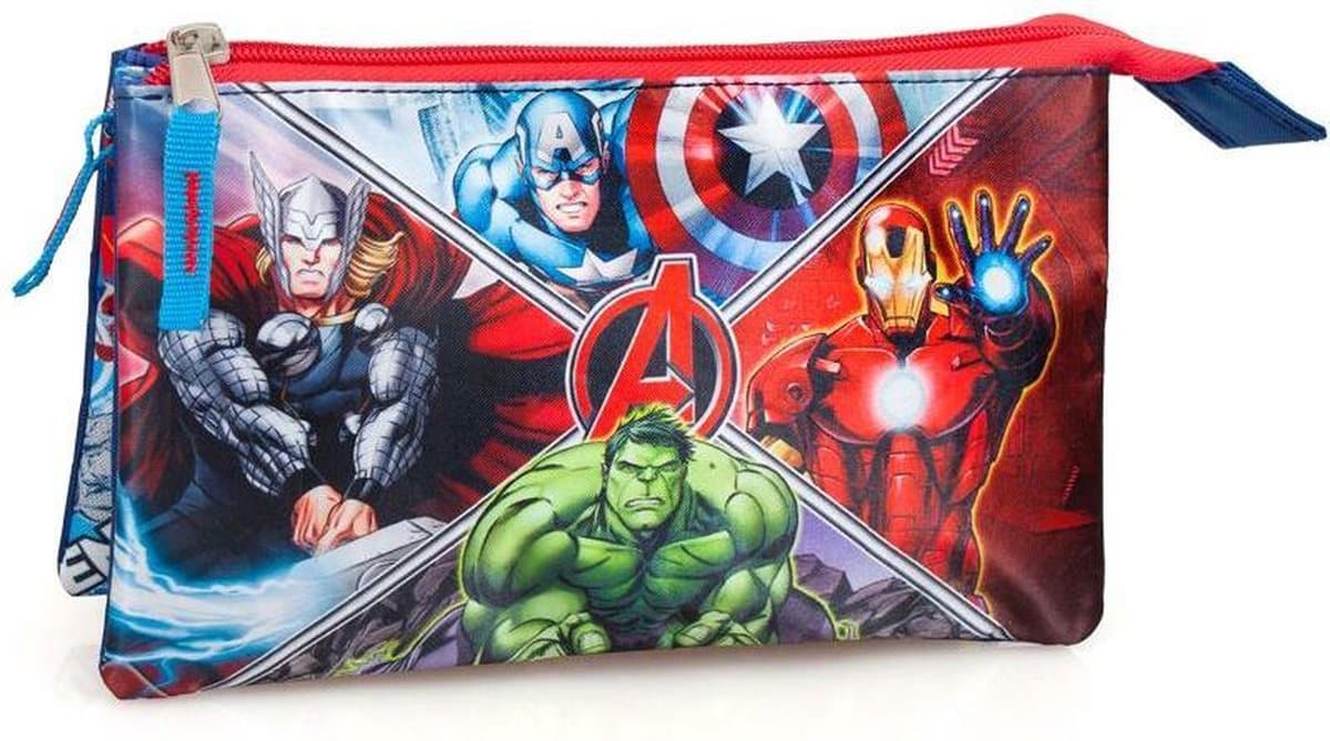 Jim Jam trousse à crayons Avenger Marvel Pen Case 3 compartiments avec 2 fermetures éclair