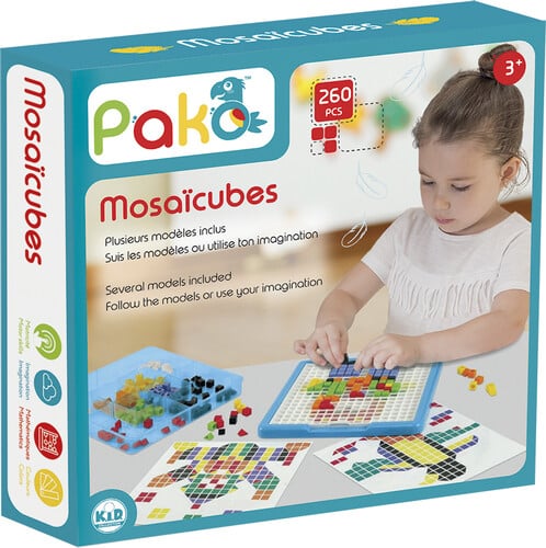Cubes de mosaïque Plus de 250 blocs dans la boîte de stockage.