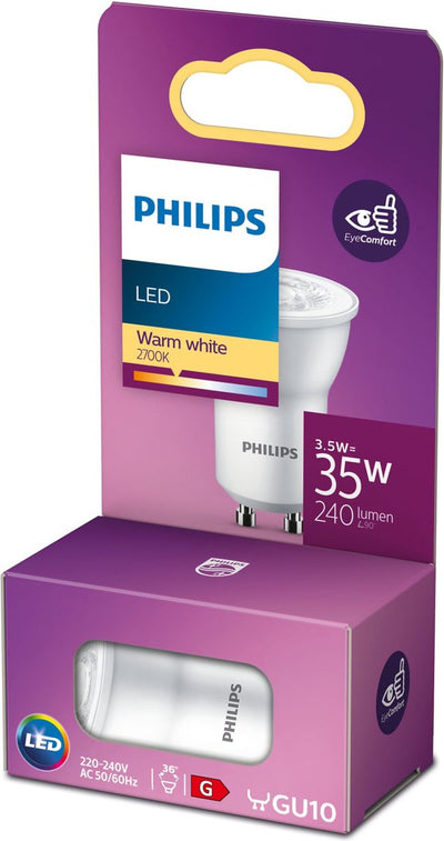 Spot LED Philips MR11 - 35 W - Gu10 - lumière blanc chaud