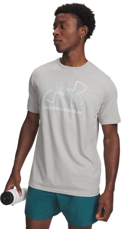 Under Armour UA GL Foundation Update SS-Gry Chemise de sport pour hommes - Gris - Bleu émail - Vert illusion