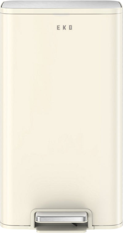 Eko - poubelle à pédale marina 30 litres - plastique inox - blanc crème - poubelle
