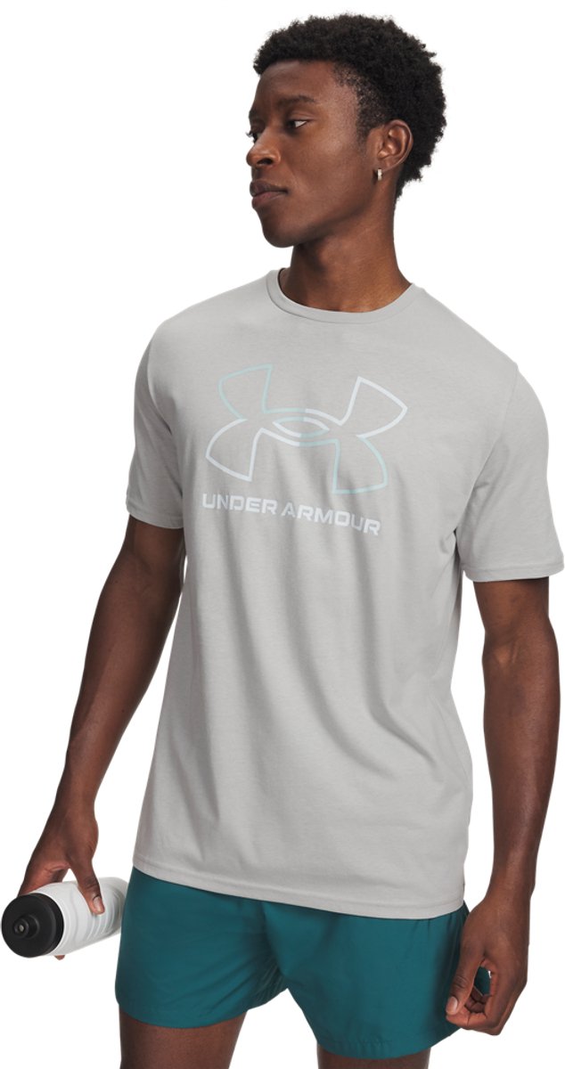 Under Armour UA GL Foundation Update SS-Gry Chemise de sport pour hommes - Gris - Bleu émail - Vert illusion