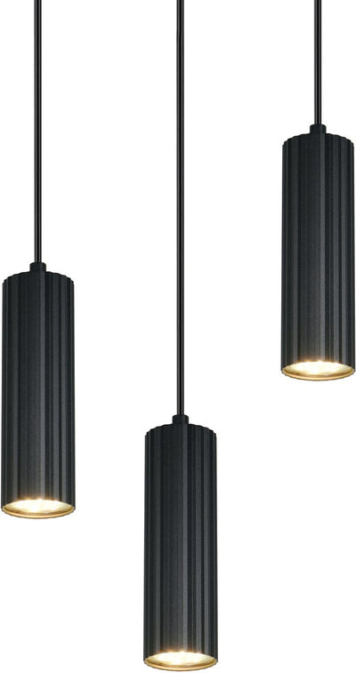 Trio soka - lampe suspendue - noir mat - excl. 3x gu10 5 w - montage au plafond - réglable en hauteur