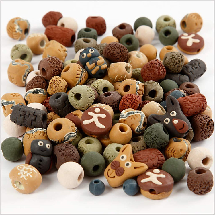 Perles en céramique Creativ company, taille 7-18 mm, diamètre du trou 2-4 mm, différentes couleurs, 300 gr 1 boîte