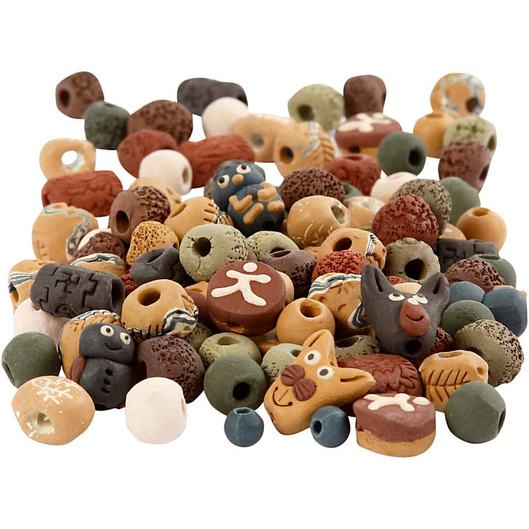 Perles en céramique Creativ company, taille 7-18 mm, diamètre du trou 2-4 mm, différentes couleurs, 300 gr 1 boîte