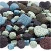 Perles de lave Creativ Company, taille 6-37 mm, taille du trou 1+2 mm, le contenu peut varier, env. 890 pièces, couleurs variées, 20 tours 1 boîte
