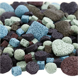Perles de lave Creativ Company, taille 6-37 mm, taille du trou 1+2 mm, le contenu peut varier, env. 890 pièces, couleurs variées, 20 tours 1 boîte - afbeelding 1