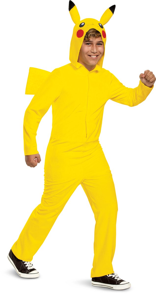 Déguisement Pokémon, Pikachu, combinaison à capuche classique, taille l (10-12 ans)