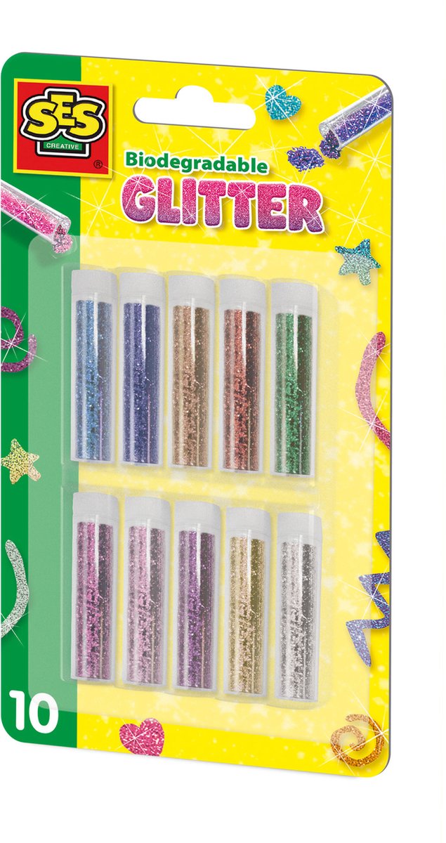 Ses creative - paillettes biodégradables - 10 couleurs de paillettes - paillettes pour bricoler - tubes de paillettes - saupoudrer de paillettes