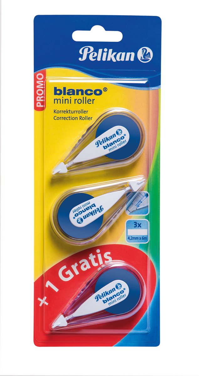 Mini rouleau Pelikan Blanco®, 2 rouleaux correcteurs + 1 offert